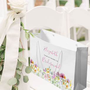 Grand sac cadeau Fleur sauvage Merci Bridesmaid