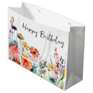 Grand Sac Cadeau Fleurs colorées Fleurs sauvages vibrantes Annivers