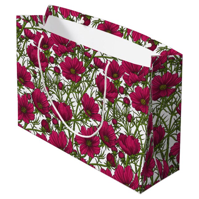 Grand Sac Cadeau Fleurs Cosmos roses (Dos Angle)