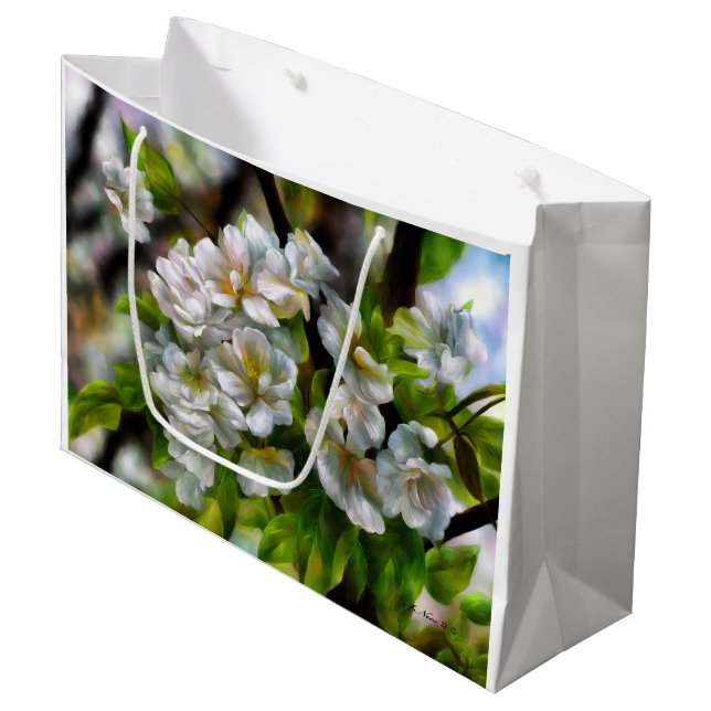 Grand Sac Cadeau Fleurs d'Apple (Devant Angle)
