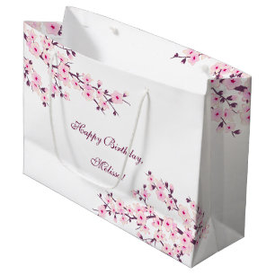 Grand Sac Cadeau Fleurs de cerisier Fête d'anniversaire