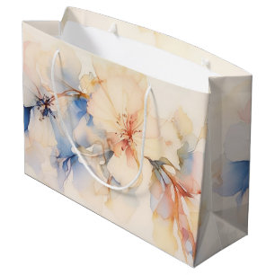 Grand Sac Cadeau Fleurs de cornouiller abstraites aquarelle