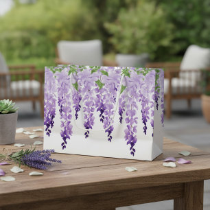 Grand Sac Cadeau Fleurs de glycine à l'aquarelle