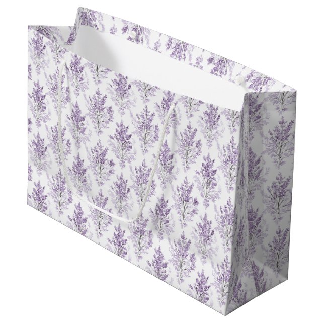 Grand Sac Cadeau Fleurs de Lavande Anniversaire (Devant Angle)