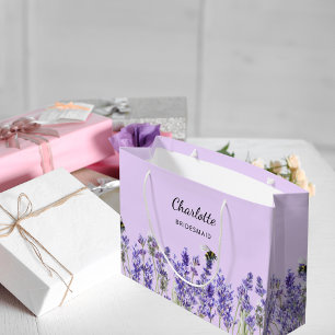 Grand Sac Cadeau Fleurs de lavande violette bridesmaid