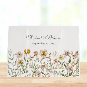 Grand Sac Cadeau Fleurs de prairie de fleurs sauvages aquarelles pe