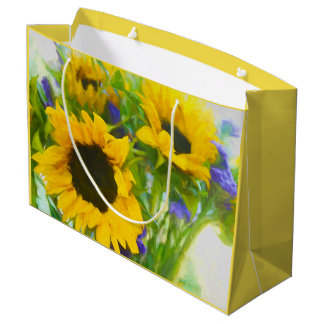 Grand Sac Cadeau Fleurs de soleil joyeux