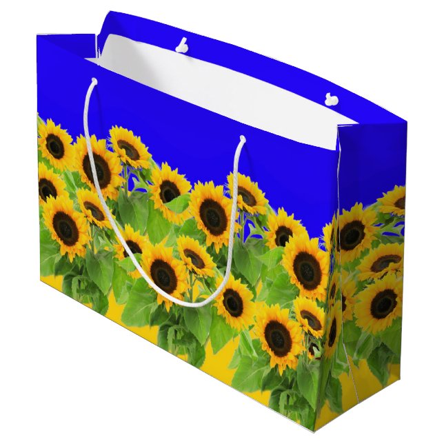 Grand Sac Cadeau Fleurs de soleil - Liberté Ukraine Paix drapeau uk (Dos Angle)