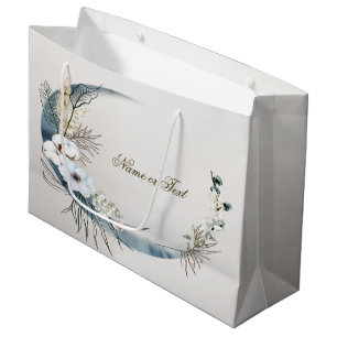 Grand Sac Cadeau Fleurs d'orchidée blanche Boho Fête élégante Lune