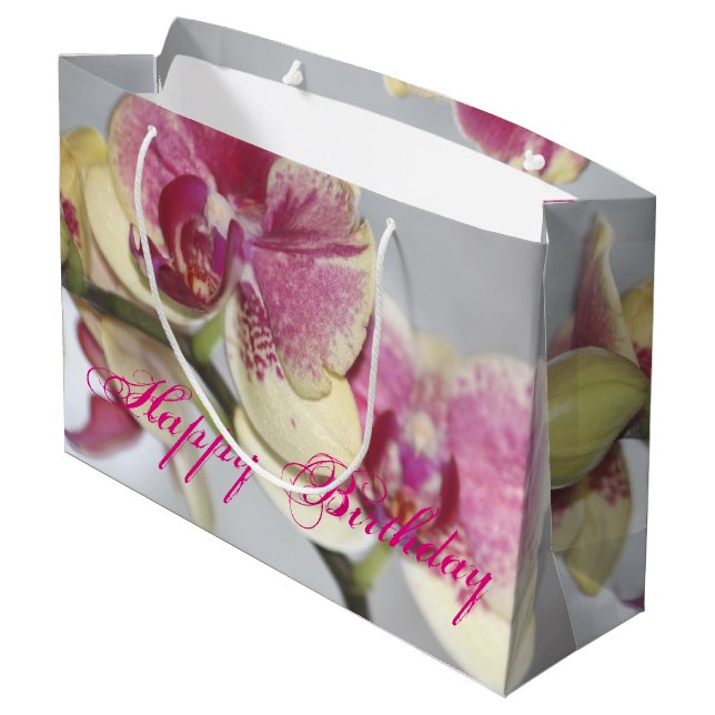 Grand Sac Cadeau Fleurs d'orchidées (Dos Angle)