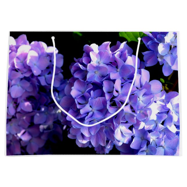 Grand Sac Cadeau Fleurs élégantes de couleur violet foncé hydrangea (Devant)