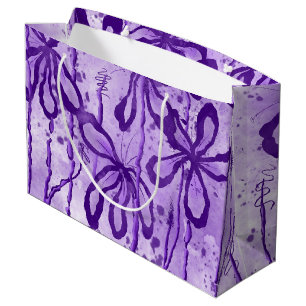 Grand Sac Cadeau Fleurs encrées - Lilac