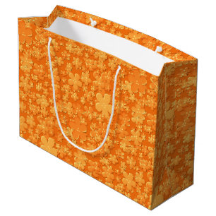 Grand Sac Cadeau Fleurs éparses, Sac-CADEAU Orange Clair L