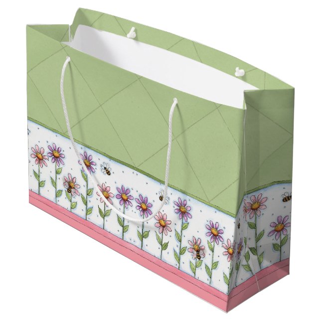 Grand Sac Cadeau Fleurs et abeilles (Dos Angle)