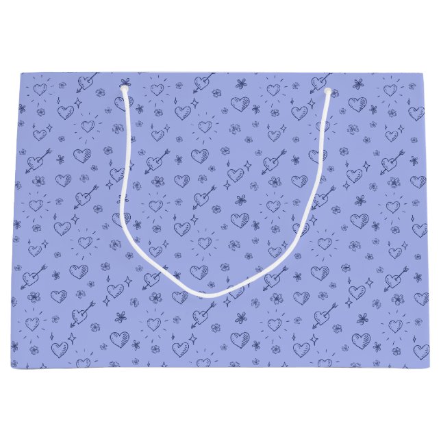 Grand Sac Cadeau Fleurs et Coeurs de griffes de griffes (Devant)