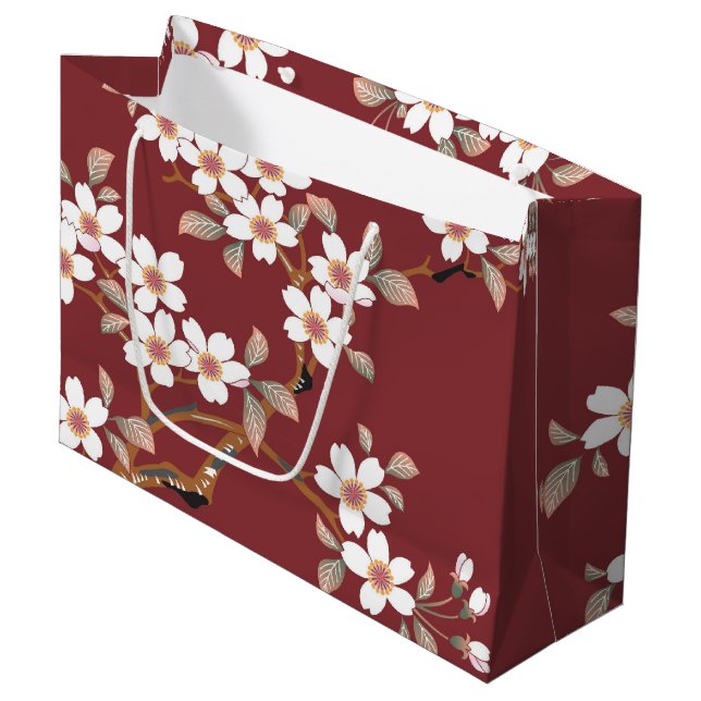 Grand Sac Cadeau Fleurs japonaises de cerises (Devant Angle)