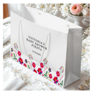 Grand Sac Cadeau Fleurs mexicaines Baby shower Fiesta