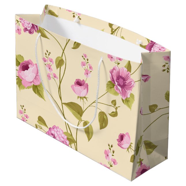 Grand Sac Cadeau Fleurs Motif 16 (Dos Angle)