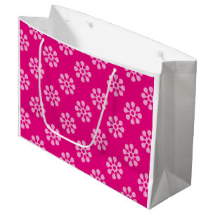 Grand Sac Cadeau Fleurs rétro transparent motif transparent blanc t