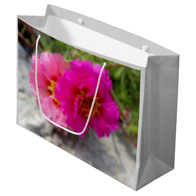 Grand Sac Cadeau Fleurs roses au soleil (Devant Angle)