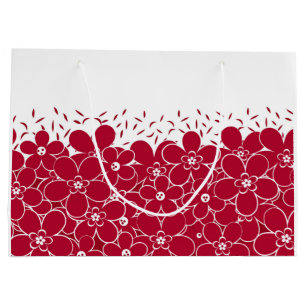 Grand Sac Cadeau Fleurs rouges marguerites sur arrière - plan blanc