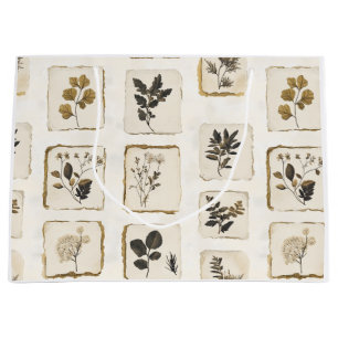 Grand Sac Cadeau Fleurs sauvages séchées et pressées vintage botani