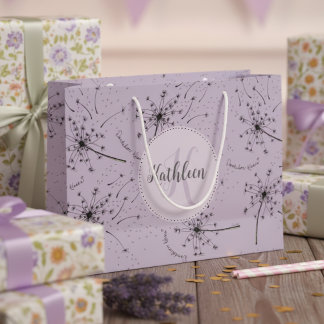 Grand Sac Cadeau Floral Dandelion embrasse violet Fleur sauvage