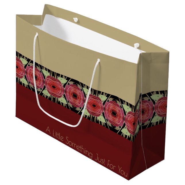Grand Sac Cadeau Floral de Bourgogne moderne (Devant Angle)