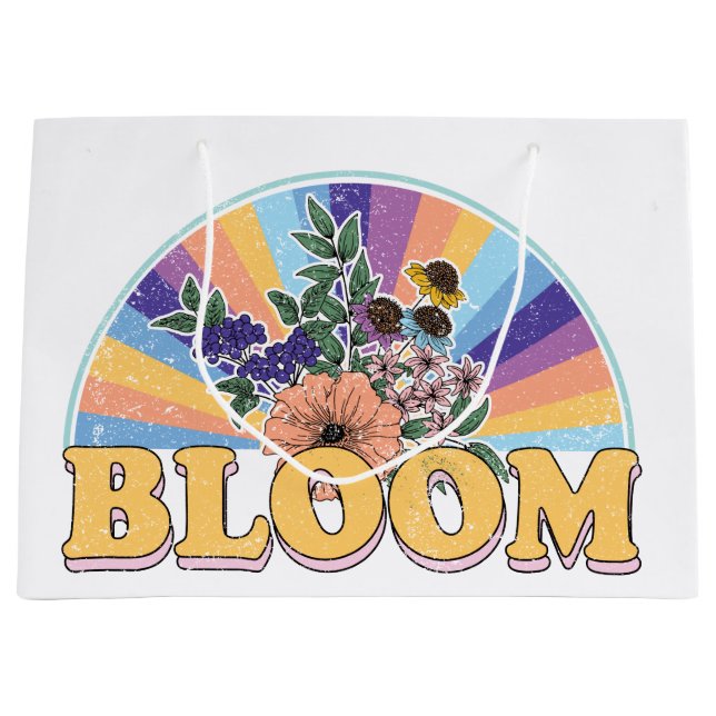 Grand Sac Cadeau Floral fleuri rétro (Devant)