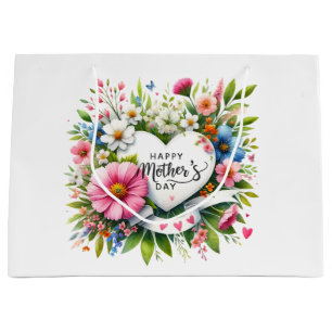 Grand sac cadeau floral pour la fête des mères