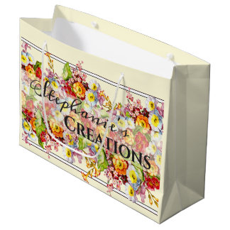 Grand Sac Cadeau Floral Retro Fleurs de printemps Primrose Professi