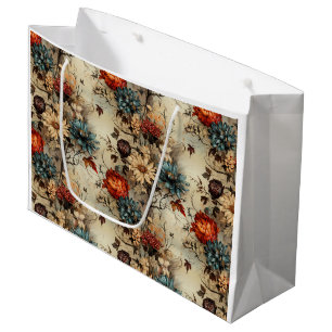 Grand Sac Cadeau Floral Thanksgiving Motif Vintage (11)