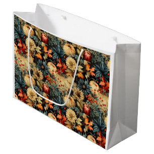 Grand Sac Cadeau Floral Thanksgiving Motif Vintage (12)