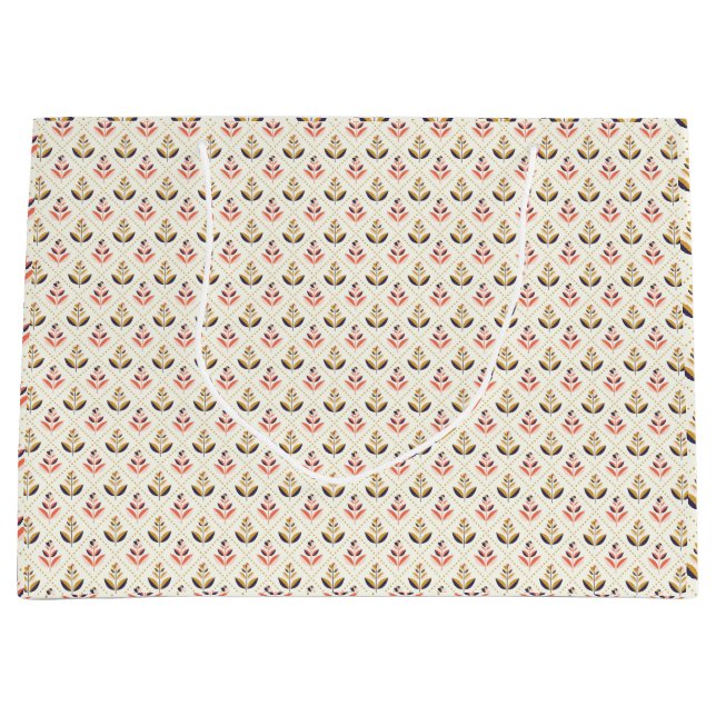 Grand Sac Cadeau Floral tote bag design with beige background  (Devant)