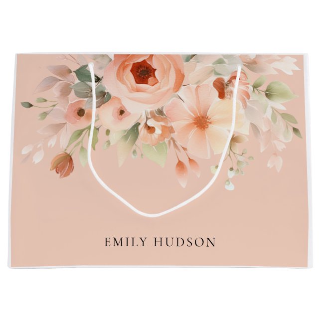 Grand Sac Cadeau Flore du saumon de pêche (Devant)