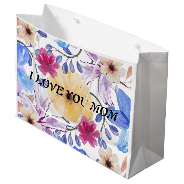 GRAND SAC CADEAU FLORES EN ACUARELA (Devant Angle)