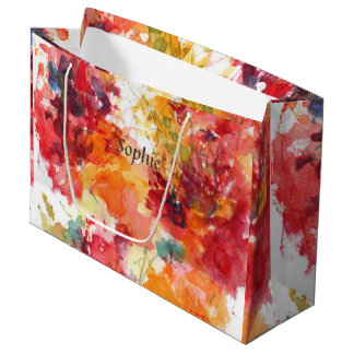 Grand Sac Cadeau Flower Painting Red Orange Floral