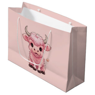 Grand Sac Cadeau Fluffy Rose Highlands Scottish Cow