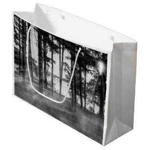 Grand Sac Cadeau Foggy Arbres À Niveaux De Gris De Table Rock