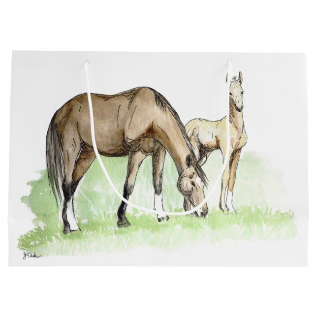 Grand Sac Cadeau Foie de Whimsical Spring Horse (Dos)