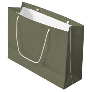 Grand Sac Cadeau Fond texturé vert olive calme et simple