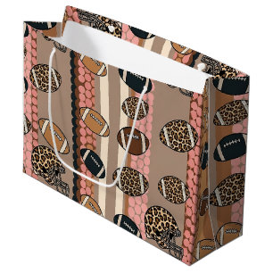 Grand Sac Cadeau Football Coquette à motif léopard (3)