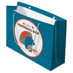 Grand Sac Cadeau Football papa sportifs amateurs orange bleu vintag