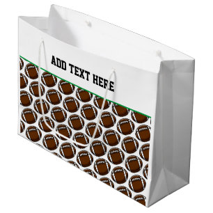 Grand Sac Cadeau Football Sport Équipe Joueur Fan Brown Vert Blanc