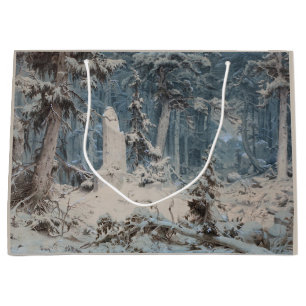 Grand Sac Cadeau Forêt de neige en hiver (par Andreas Achenbach)
