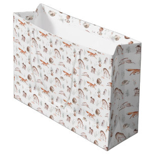 Grand Sac Cadeau Forêt rustique Animaux Baby shower Gros G