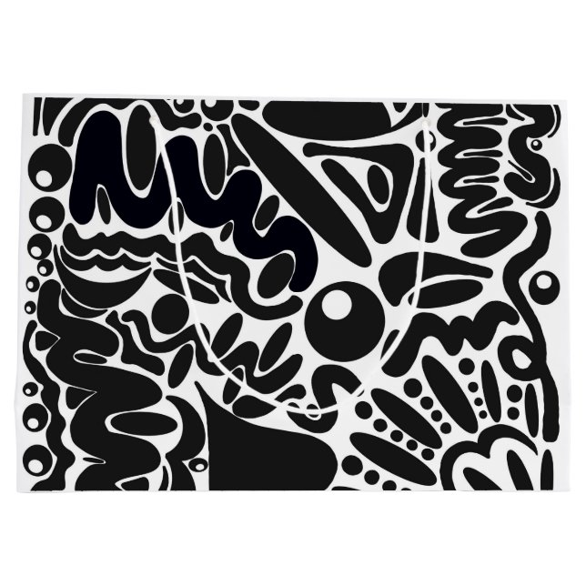 Grand Sac Cadeau Formes Abstraites en noir et blanc (Dos)