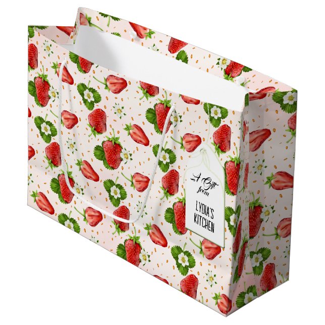 Grand Sac Cadeau Fraise (Devant Angle)