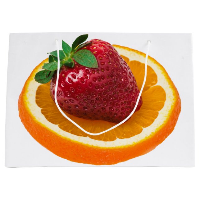 Grand Sac Cadeau Fraise et orange (Devant)