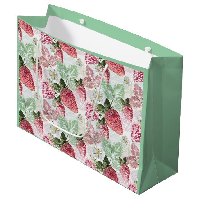Grand Sac Cadeau fraises, baies, rouge, frais, mûr, sucré, nourritu (Devant Angle)